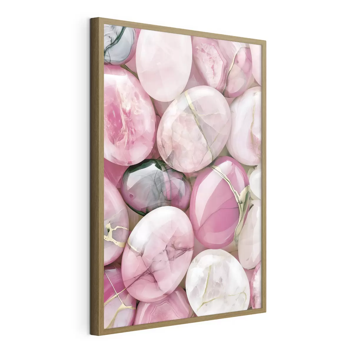 Poster Une élégante composition « flat lay » composée de pierres précieuses polies dans différentes nuances de rose poudré f49872