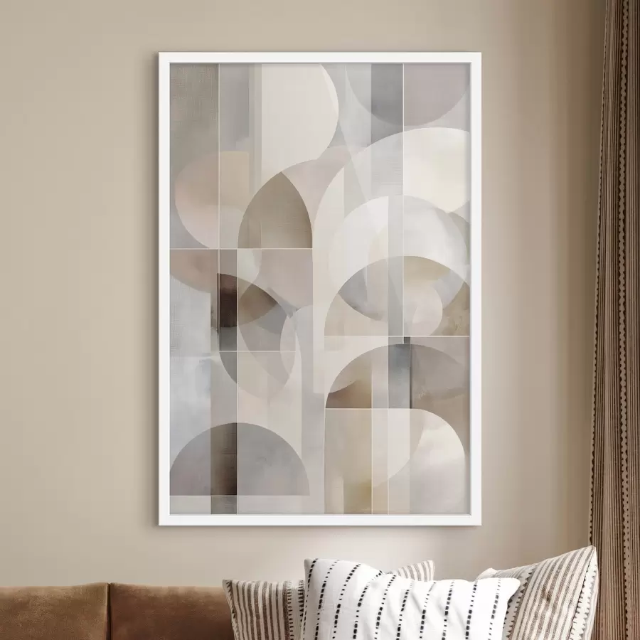 Papier peint Une composition minimaliste, géométrique et abstraite, déclinée dans une palette de nuances douces de beige, crème, gris-brun et gris-beige f49877