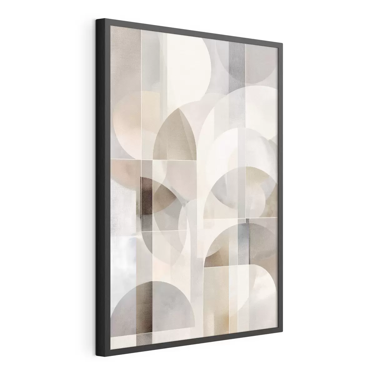 Poster Une composition minimaliste, géométrique et abstraite, déclinée dans une palette de nuances douces de beige, crème, gris-brun et gris-beige f49877