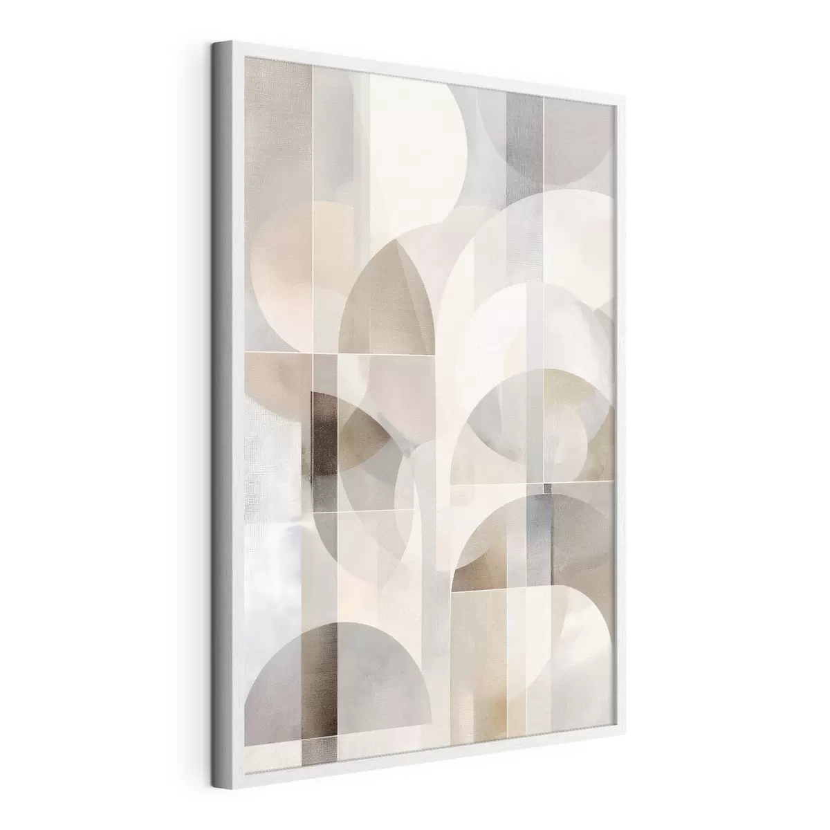Poster Une composition minimaliste, géométrique et abstraite, déclinée dans une palette de nuances douces de beige, crème, gris-brun et gris-beige f49877