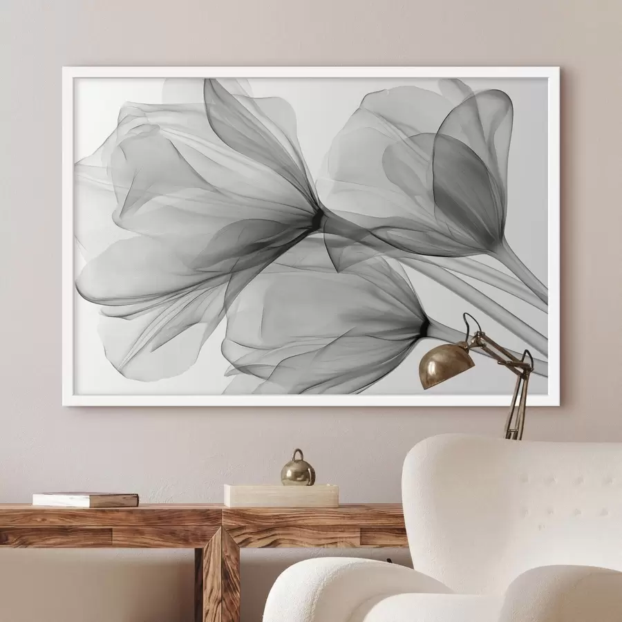 Papier peint Des tulipes en noir et blanc, dans un style « rayons X » f49892