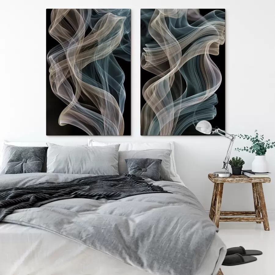 Tableau Des volutes de fumée colorées se dessinent sur un fond sombre m30719