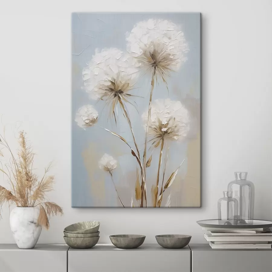 Tableau Peinture imitant des pissenlits s49895