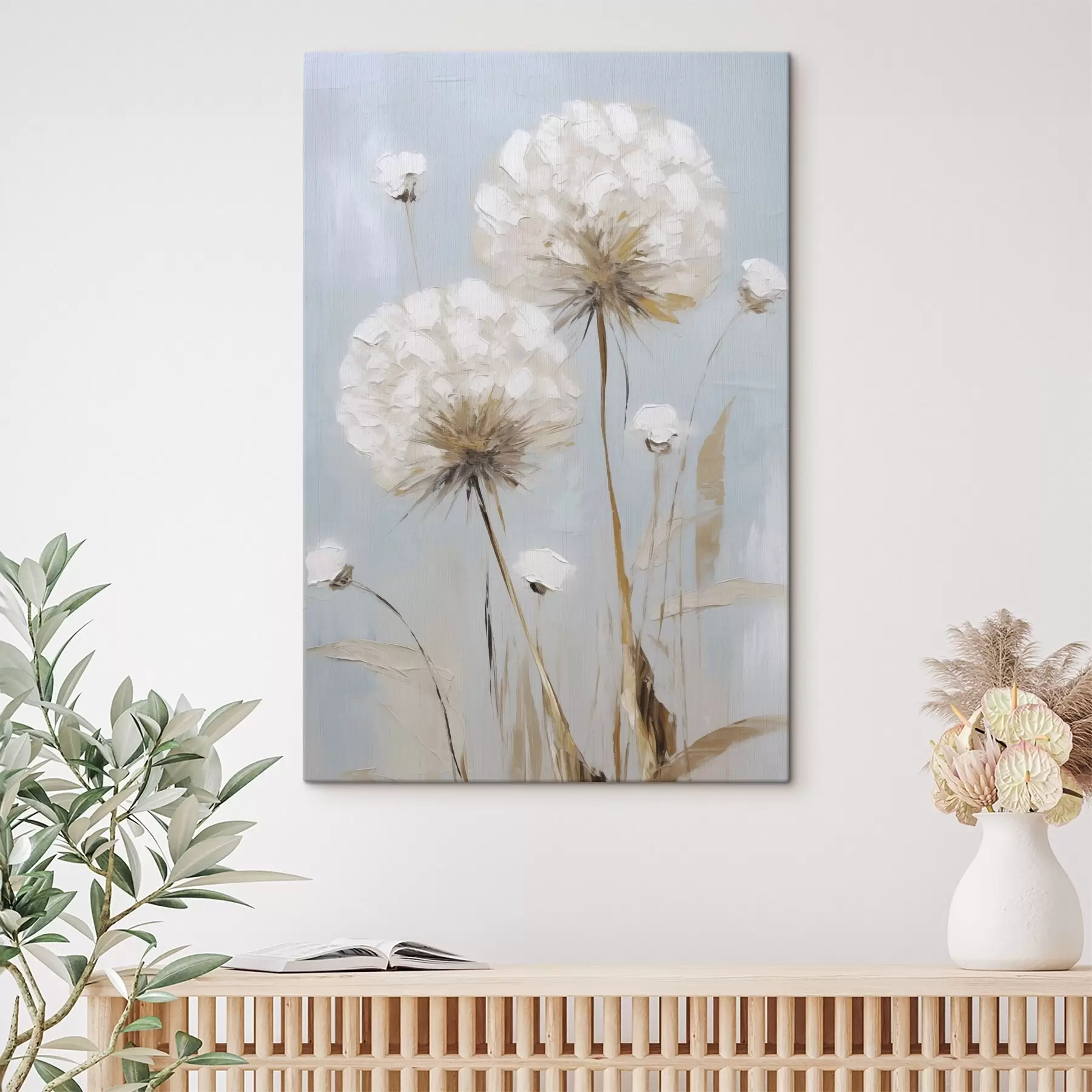 Tableau Peinture imitant des pissenlits s49896