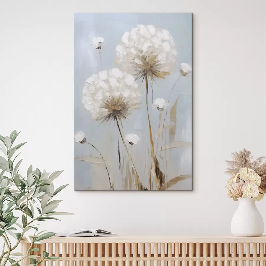 Tableau Peinture imitant des pissenlits s49896