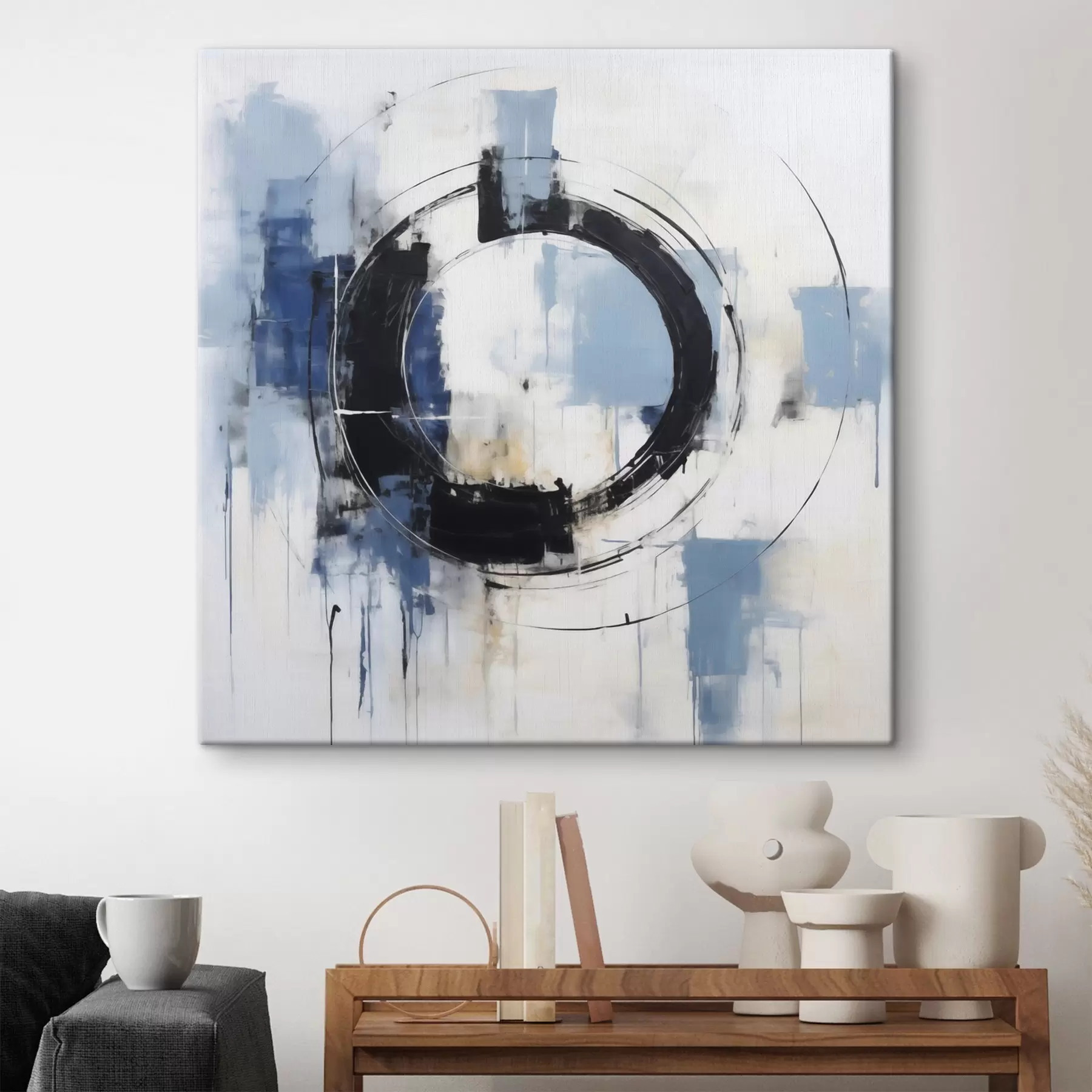 Tableau Composition abstraite avec un motif circulaire, imitation de peinture s49899