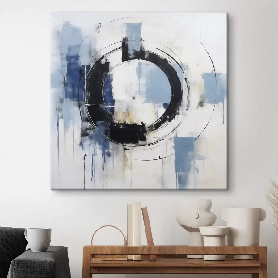 Tableau Composition abstraite avec un motif circulaire, imitation de peinture s49899