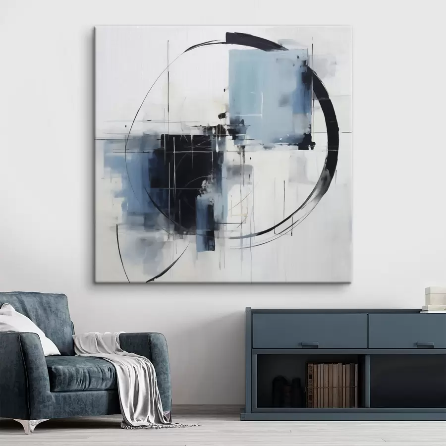 Tableau Composition abstraite avec un motif circulaire, imitation de peinture s49900