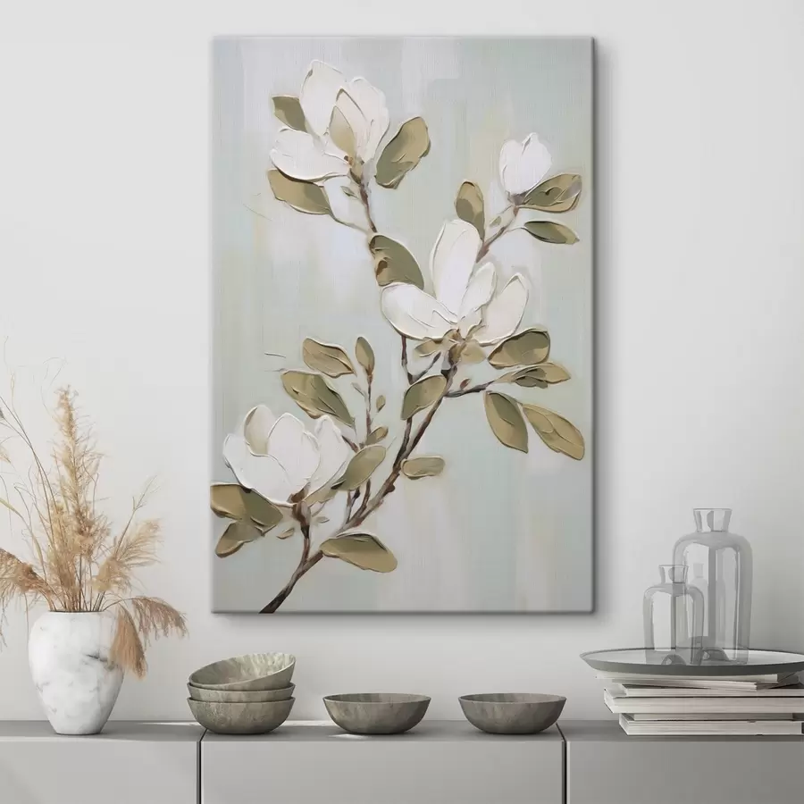 Tableau Une branche de fleurs de magnolia, reproduction d'un tableau s49902