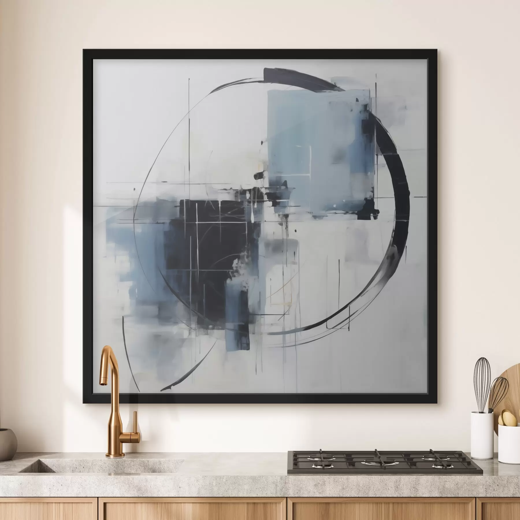 Papier peint Composition abstraite avec un motif circulaire, imitation de peinture f49900