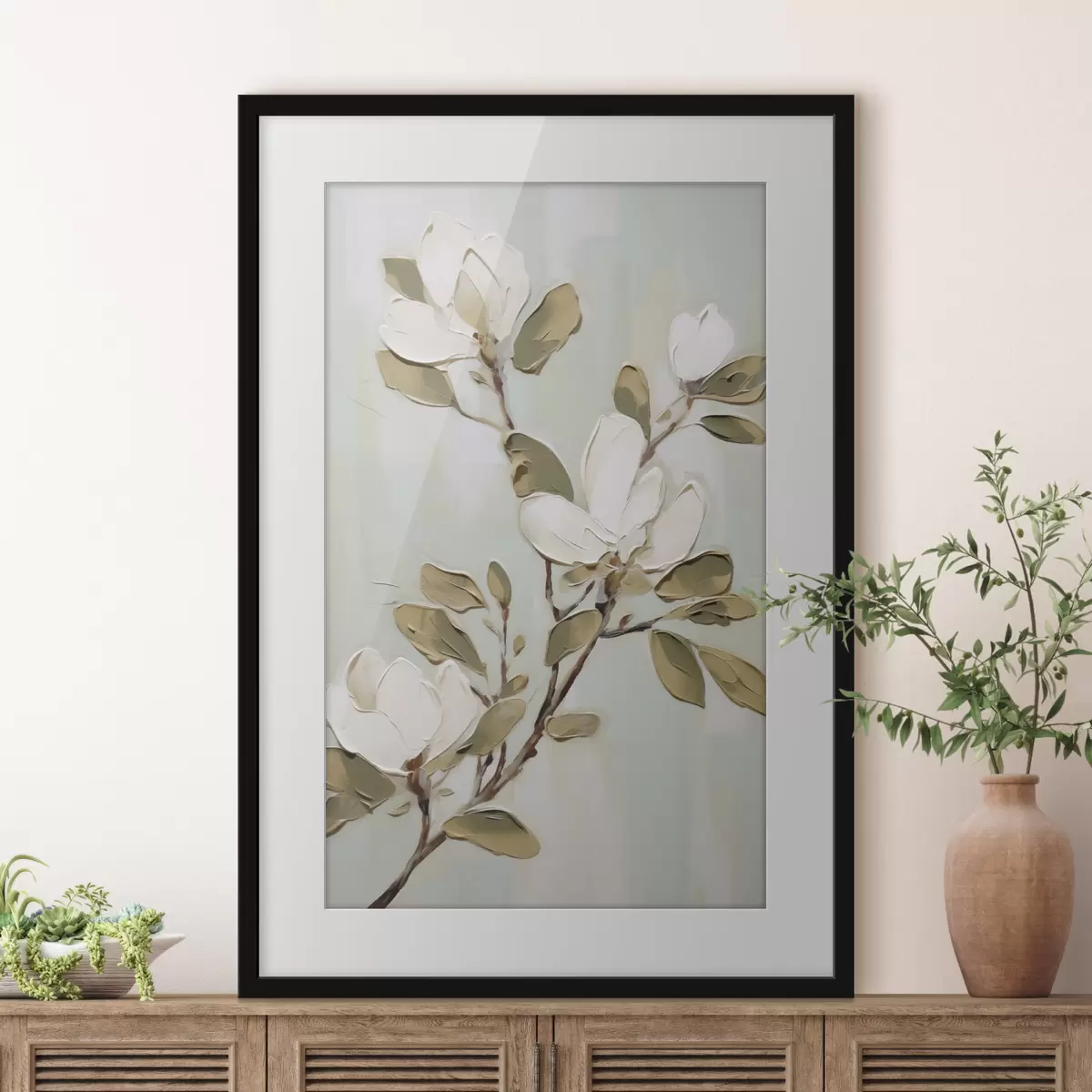Poster Une branche de fleurs de magnolia, reproduction d'un tableau f49902