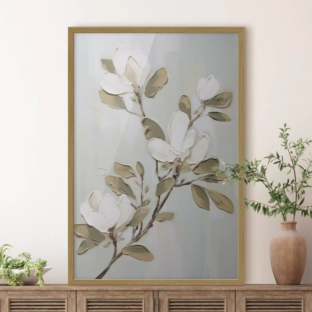 Poster Une branche de fleurs de magnolia, reproduction d'un tableau f49902