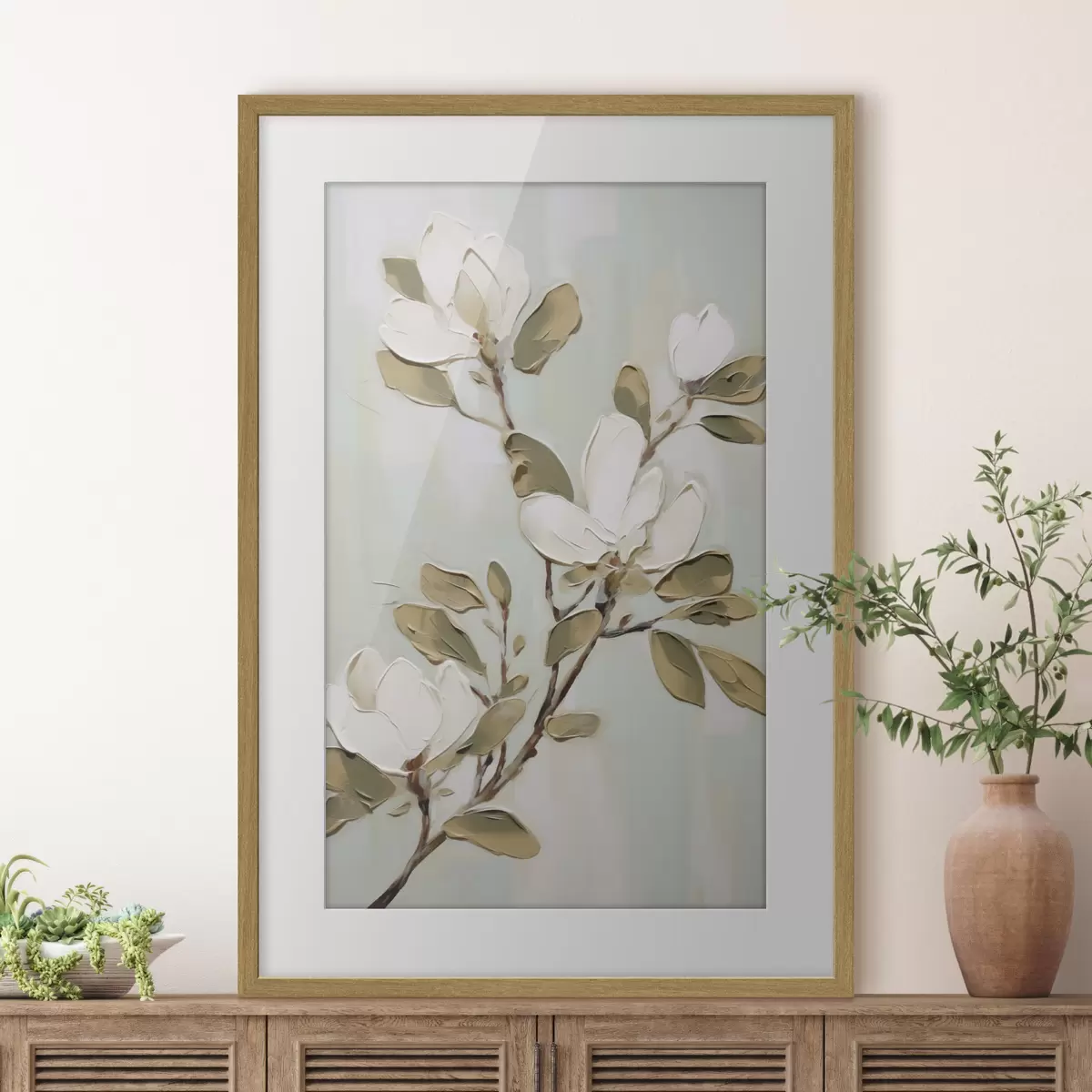 Poster Une branche de fleurs de magnolia, reproduction d'un tableau f49902