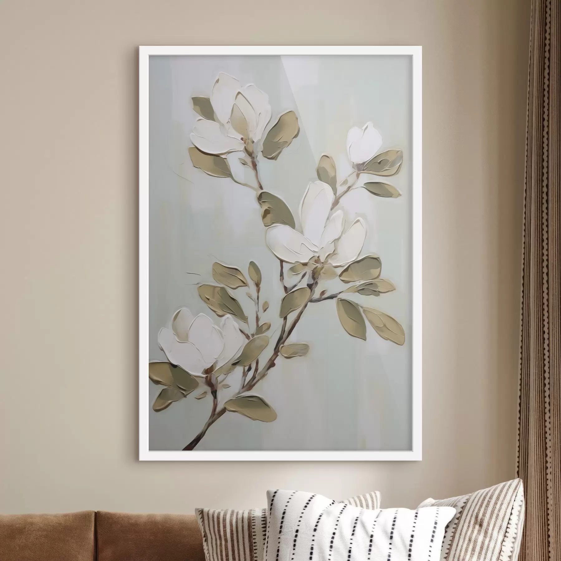 Papier peint Une branche de fleurs de magnolia, reproduction d'un tableau f49902