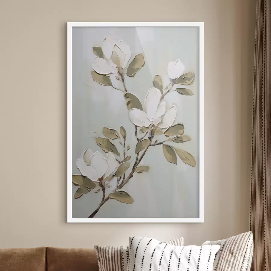 Papier peint Une branche de fleurs de magnolia, reproduction d'un tableau f49902