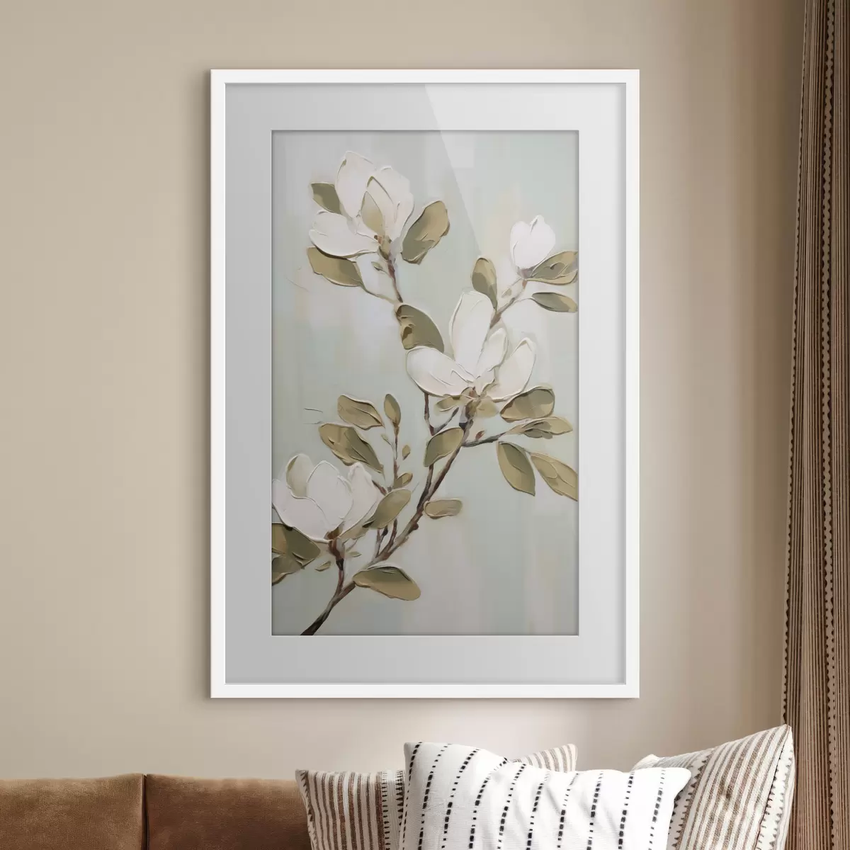 Poster Une branche de fleurs de magnolia, reproduction d'un tableau f49902