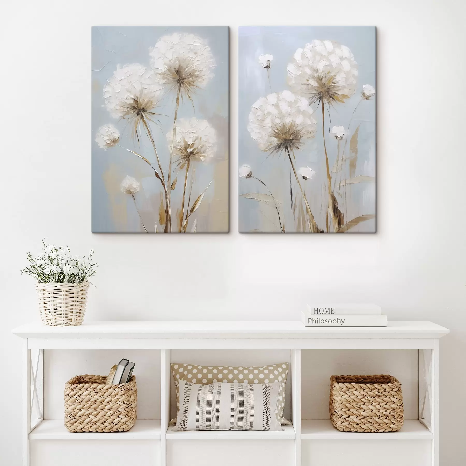 Tableau Peinture imitant des pissenlits m30731