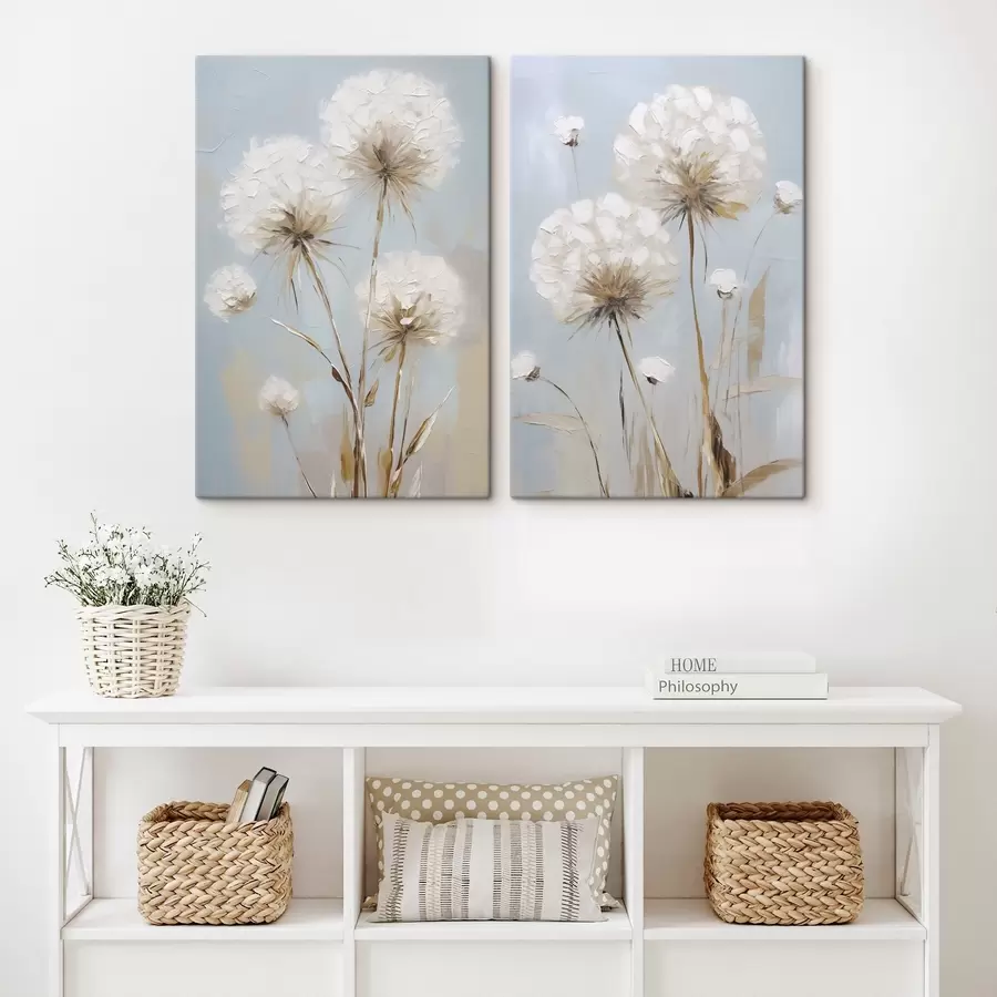 Tableau Peinture imitant des pissenlits m30731