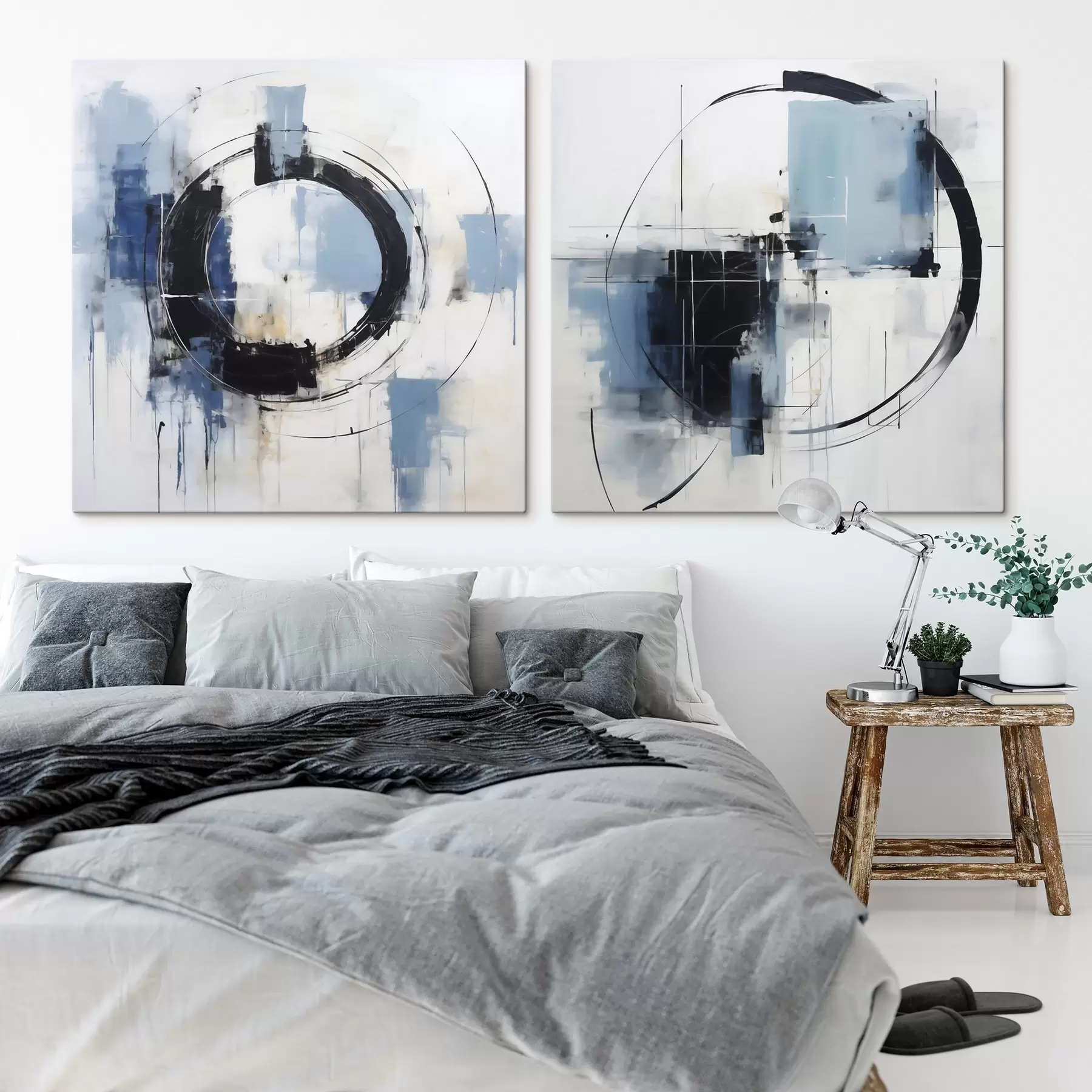 Tableau Composition abstraite avec un motif circulaire, imitation de peinture m30733