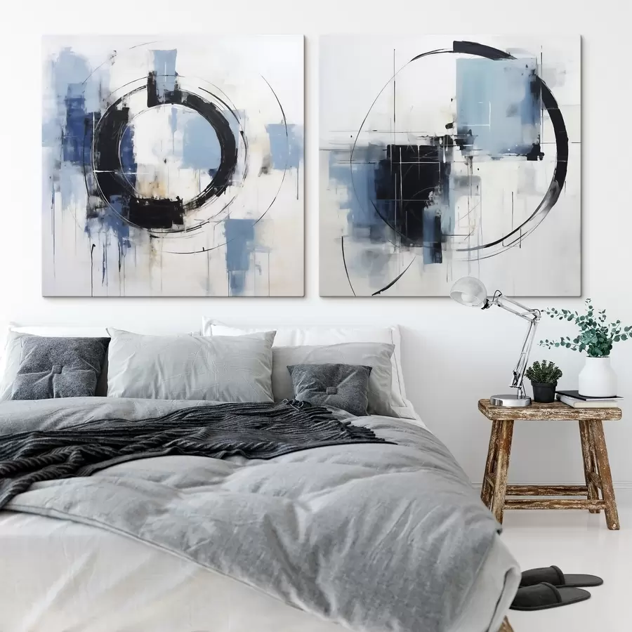 Tableau Composition abstraite avec un motif circulaire, imitation de peinture m30733
