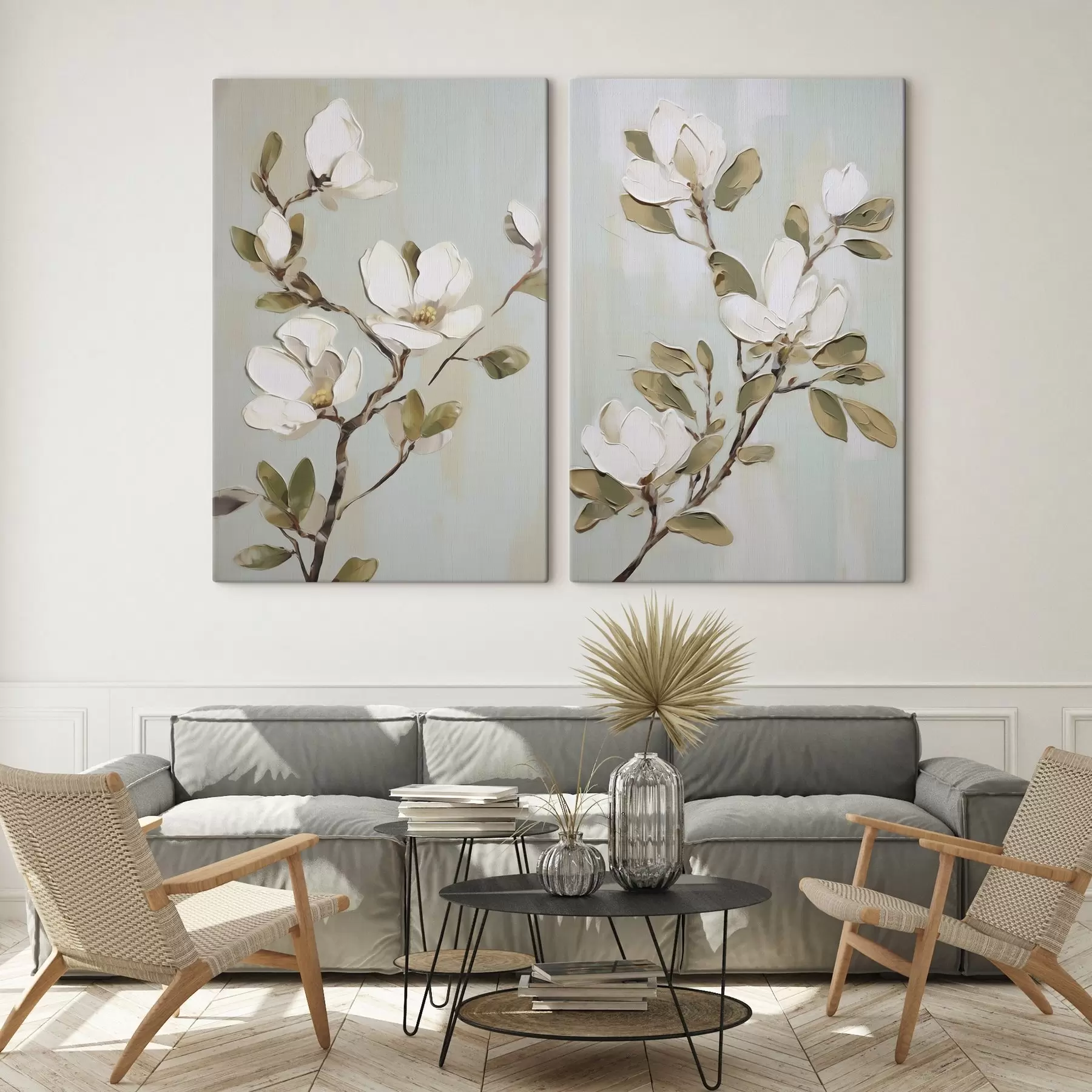 Tableau Une branche de fleurs de magnolia, reproduction d'un tableau m30734