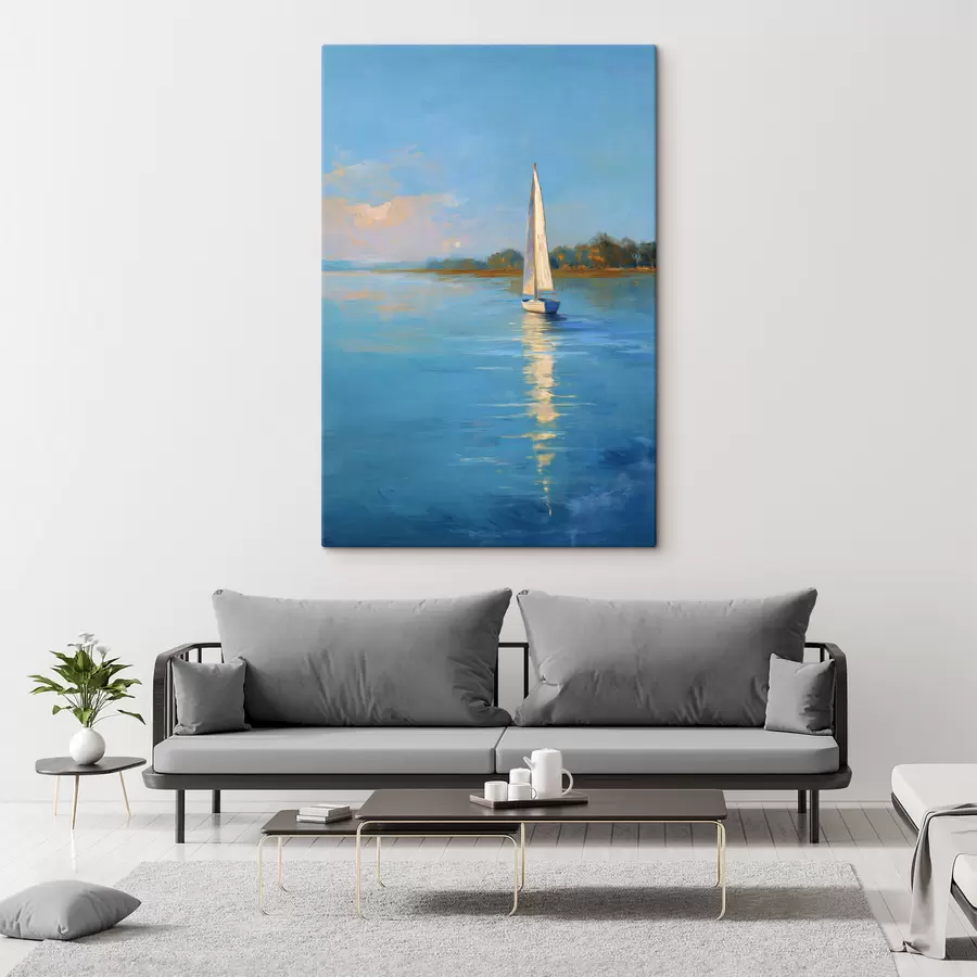 Tableau Un yacht sur le fleuve s49924