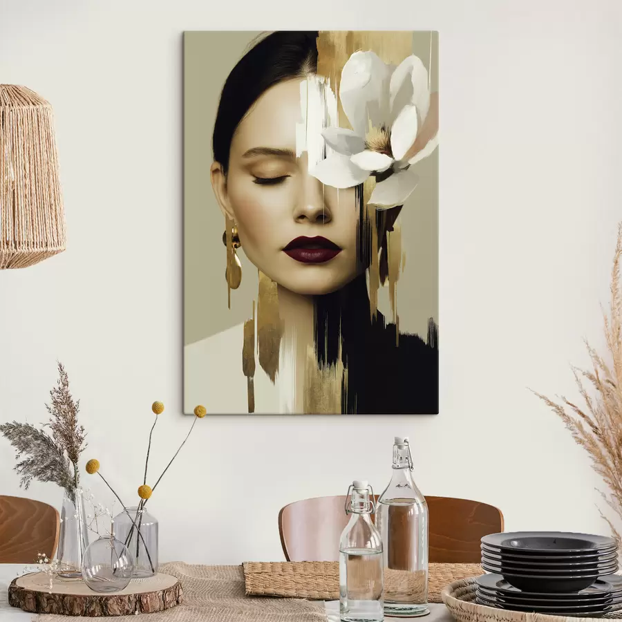 Tableau Une jeune fille avec une fleur dans les cheveux s49933