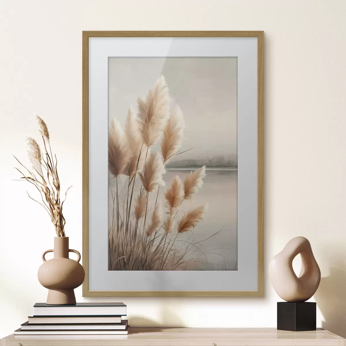 Poster Herbe de la pampa au bord de la rivière f49925