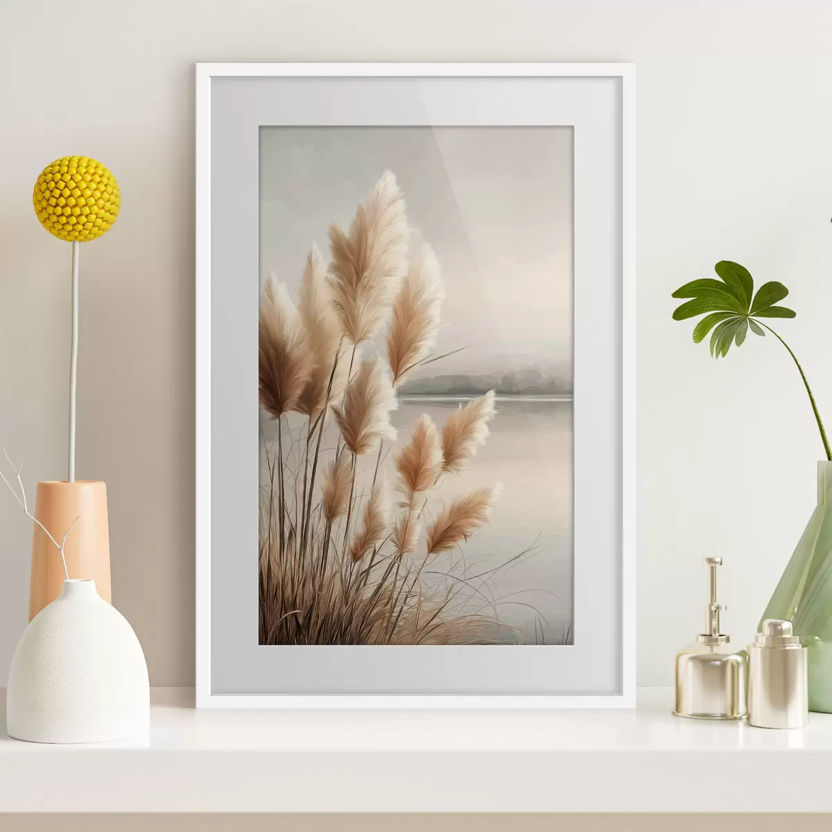 Poster Herbe de la pampa au bord de la rivière f49925