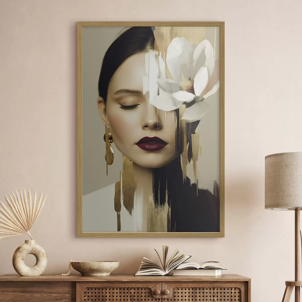 Poster Une jeune fille avec une fleur dans les cheveux f49933