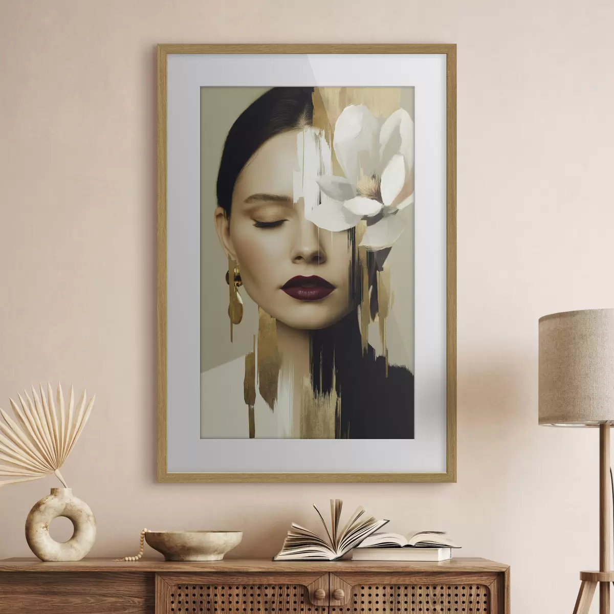 Poster Une jeune fille avec une fleur dans les cheveux f49933