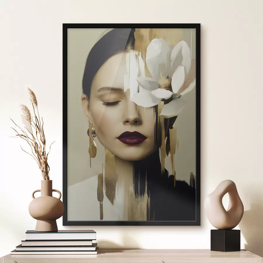 Papier peint Une jeune fille avec une fleur dans les cheveux f49933