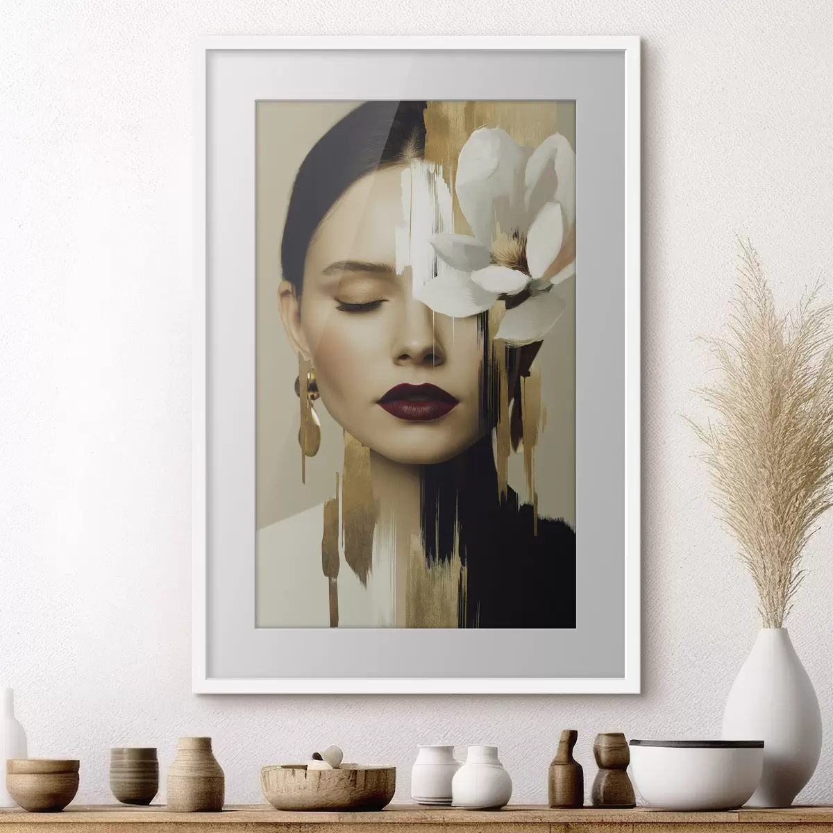 Poster Une jeune fille avec une fleur dans les cheveux f49933