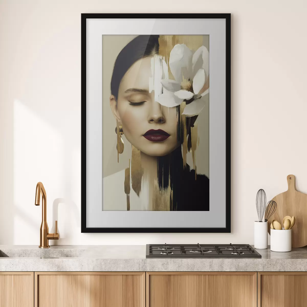 Poster Une jeune fille avec une fleur dans les cheveux f49933