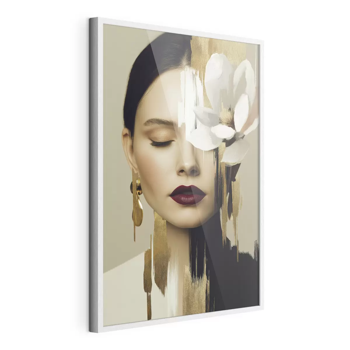 Poster Une jeune fille avec une fleur dans les cheveux f49933