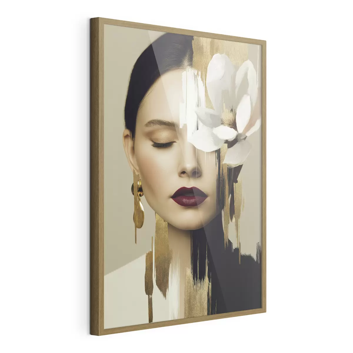 Poster Une jeune fille avec une fleur dans les cheveux f49933