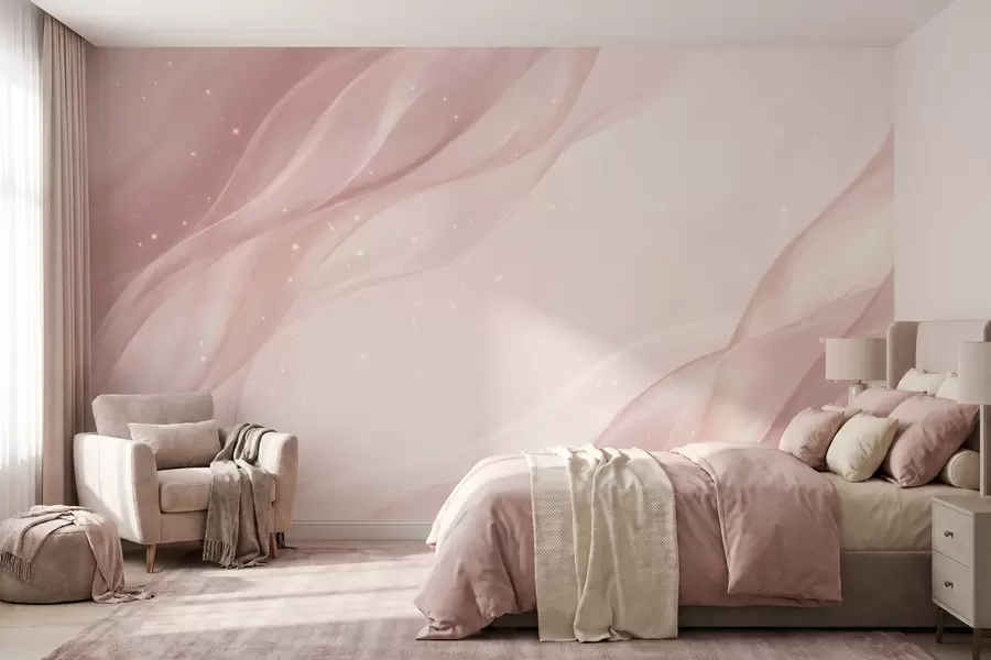 Papier peint Composition abstraite délicate dans des tons de rose tendre w09959