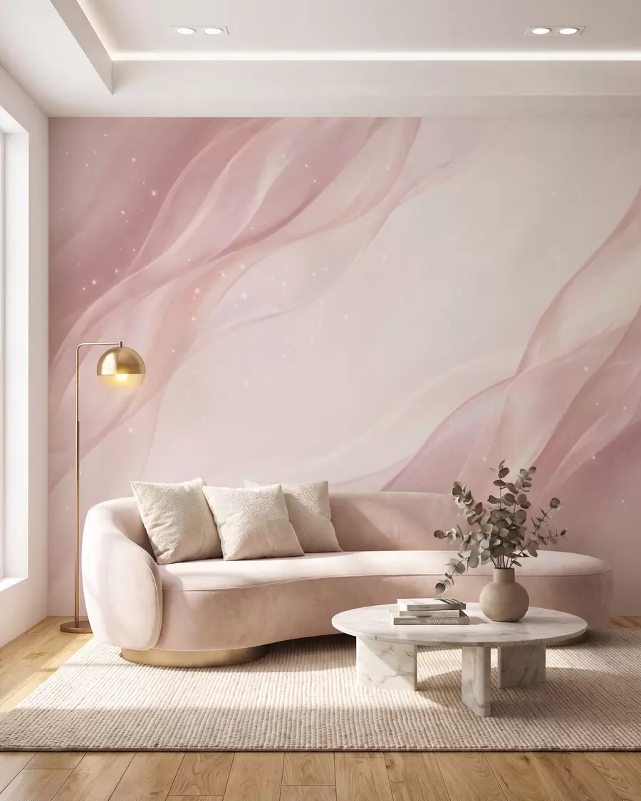 Papier peint Composition abstraite délicate dans des tons de rose tendre w09959