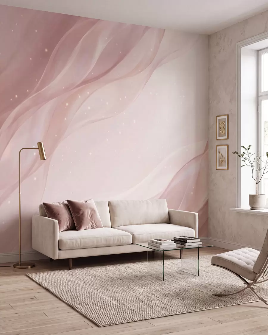 Papier peint Composition abstraite délicate dans des tons de rose tendre w09959