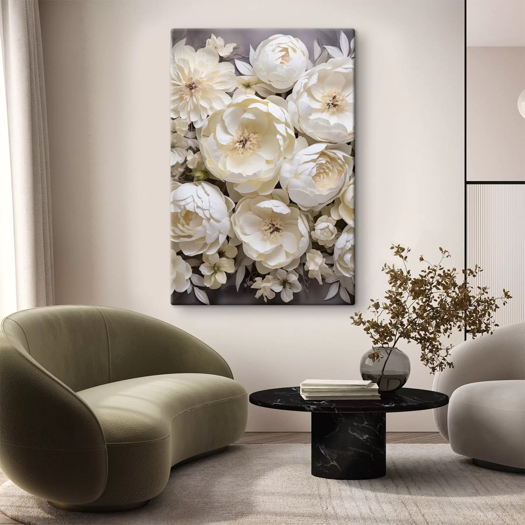 Tableau Pivoines blanches s50034