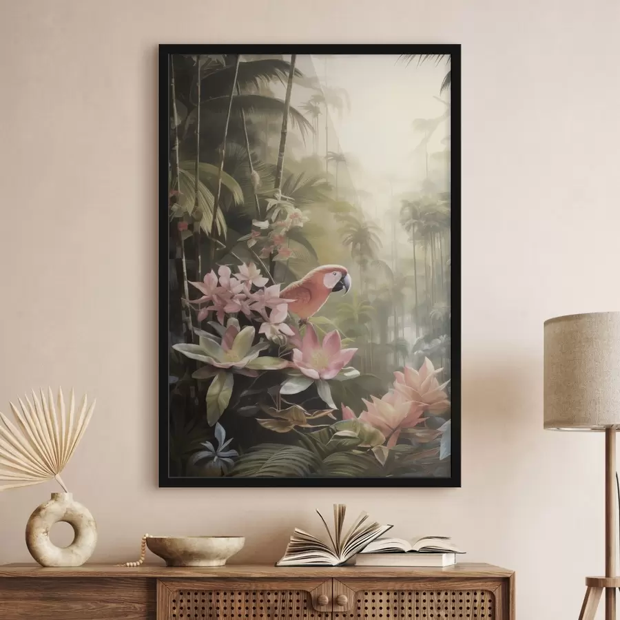 Papier peint Un flamant rose sous les tropiques f50026
