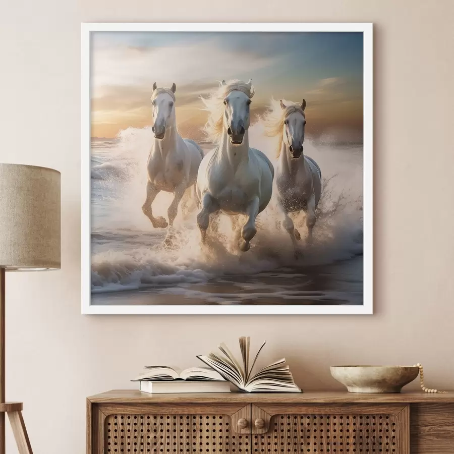 Papier peint Des chevaux sur le rivage f50037
