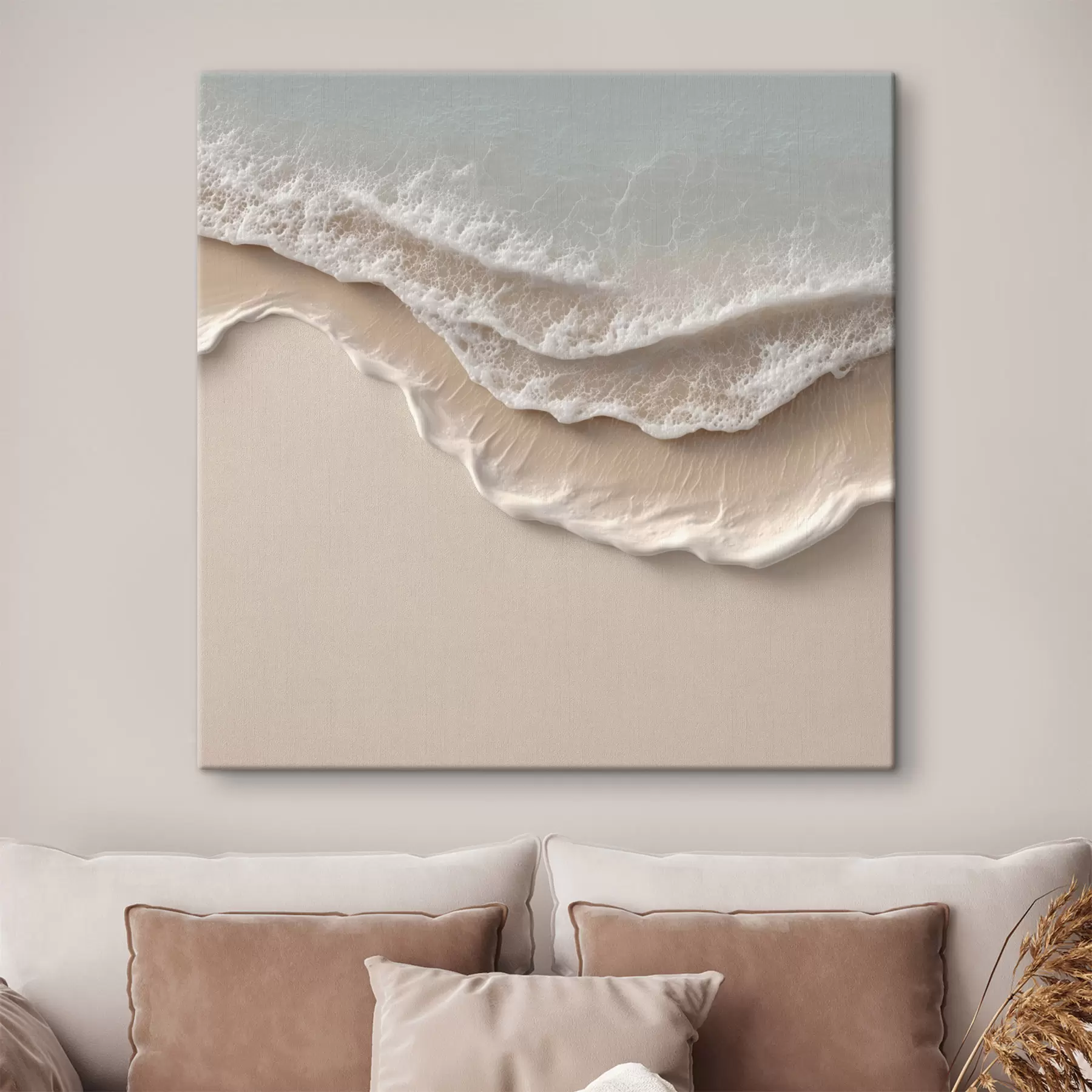 Tableau Paysage marin avec une ligne de mousse douce, dans un style à effet aquarelle s49715