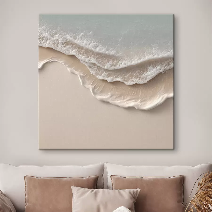 Tableau Paysage marin avec une ligne de mousse douce, dans un style à effet aquarelle s49715