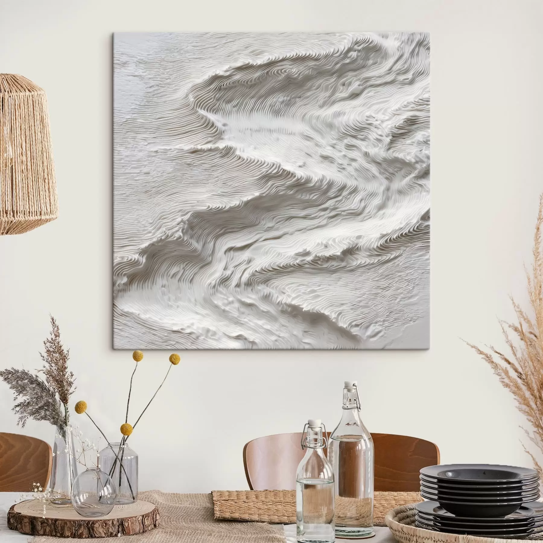 Tableau Illustration d'intérieur comportant des lignes superposées complexes, dans un style graphique en relief s49717