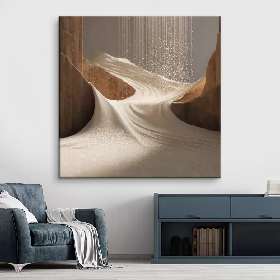 Tableau Canyon de montagne stylisé dans une palette de couleurs beige et marron s49722