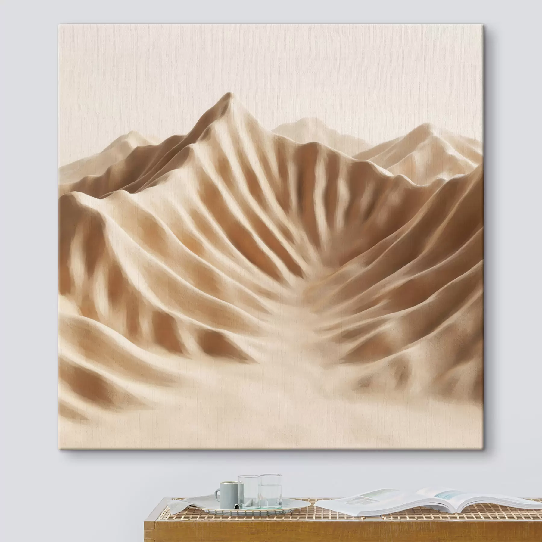 Tableau Dunes décoratives texturées dans une palette de beiges, dans un style d'art contemporain s49728
