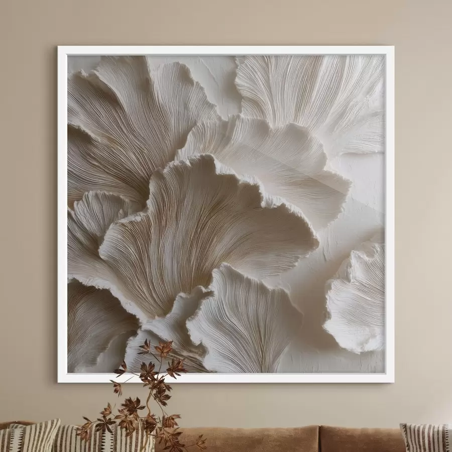 Papier peint Composition abstraite texturée, avec des textures superposées, dans une palette de blanc et de beige f49707