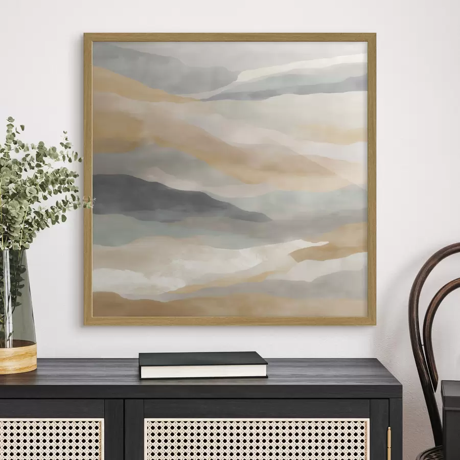 Papier peint Des collines aux teintes chaudes et grises, dans un style aquarelle f49713