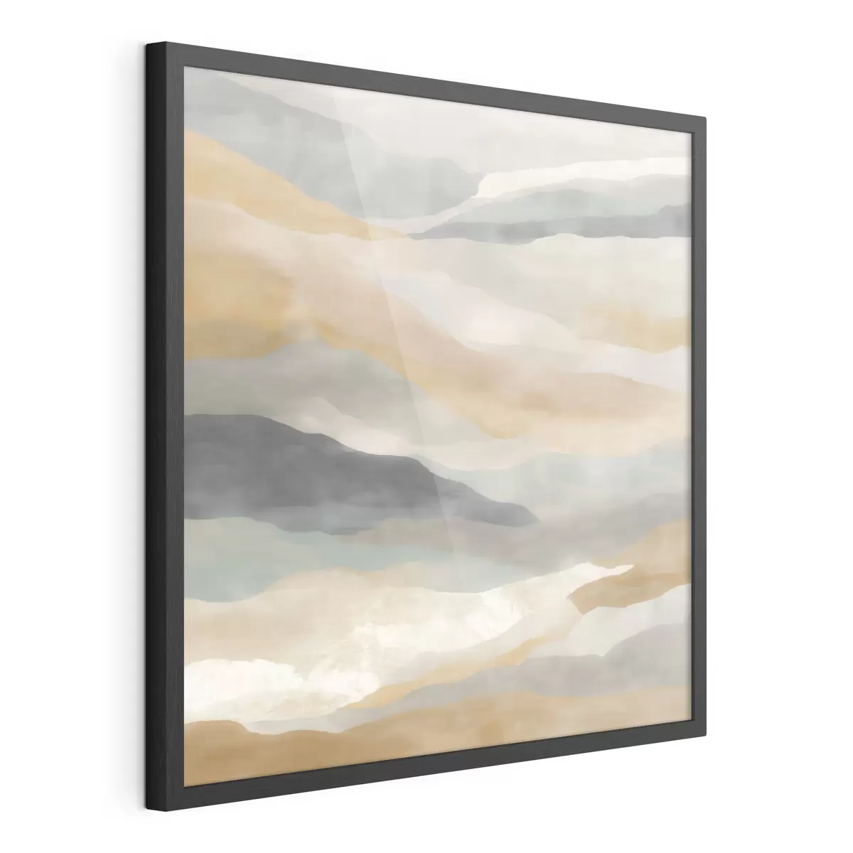 Poster Des collines aux teintes chaudes et grises, dans un style aquarelle f49713